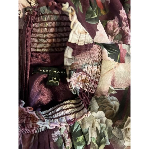 Alex Marie 14 Burgundy Plum Gray Long Sleeve Dress Stretch Career Church NEW - Picture 14 of 16